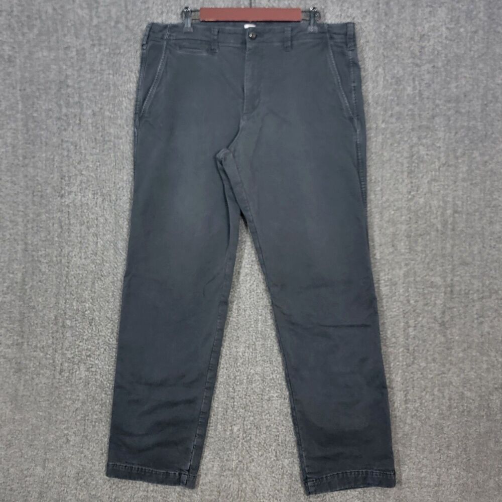 Gap Pants Mens 36x31* Black Flannel Lined Straight Fit Khakis Flex Cotton Chino
